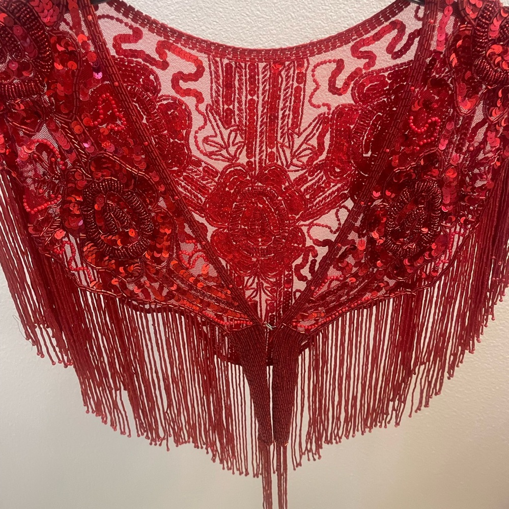 Red Shaw Shoulder Throw. Sequin Fully Embellished. - image 6